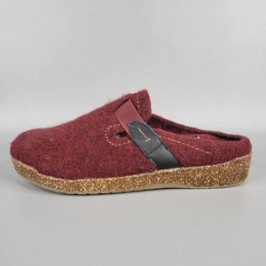 Earth Origins Womens Felt Slip On Clogs Jenna Merlot Strap Detail Maroon Size 9M